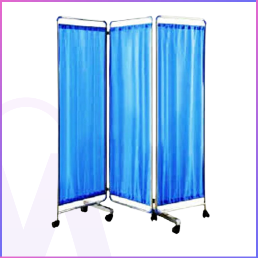 3-Panel Medical Privacy Screen with Wheels – Folding Hospital Partition, Steel Frame, Multiple Finishes