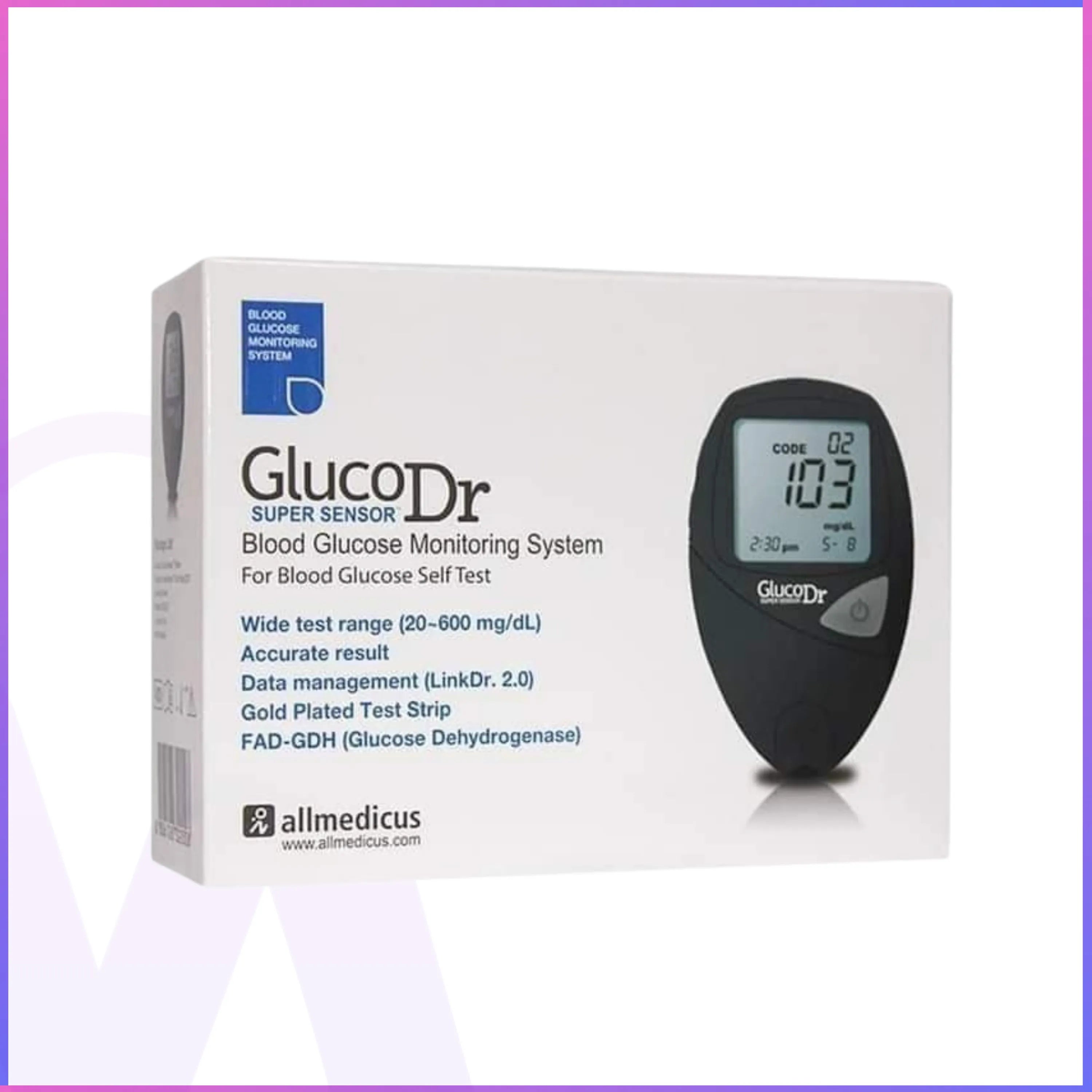 Gluco Dr Super Sensor Glucometer – Made in Korea | Free 25 Test Strips | Accurate & Easy Diabetes Monitoring