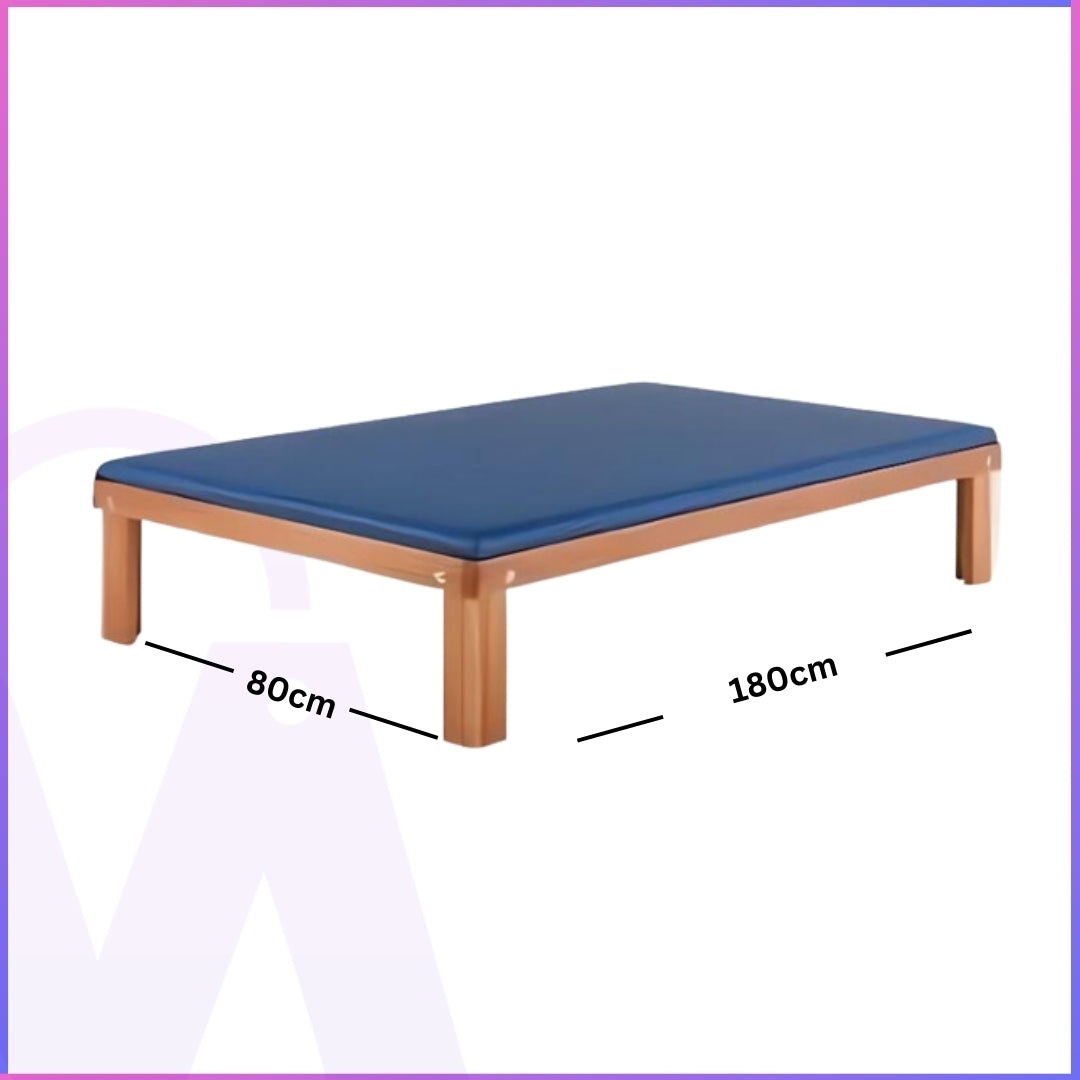 Wide Wooden Bed with Mattress