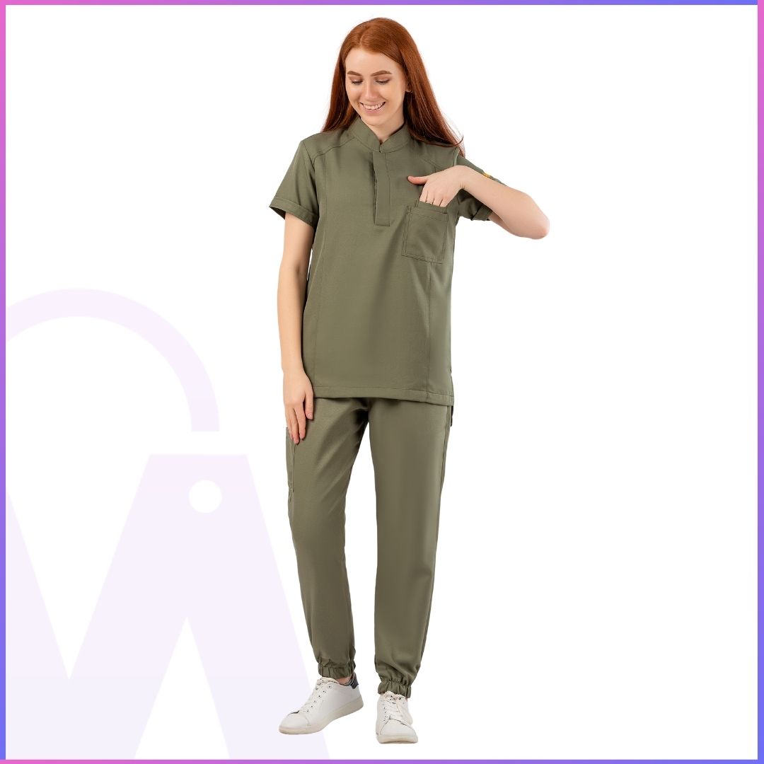 Half Collar Women's Scrub - Short Sleeve