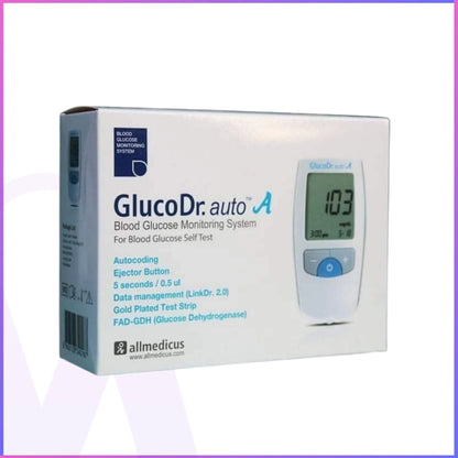 جهاز قياس سكر الدم جلوكو دكتور أوتو إيه - صنع في كوريا | ٢٥ شريطًا مجانيًا | فحص سهل ودقيق