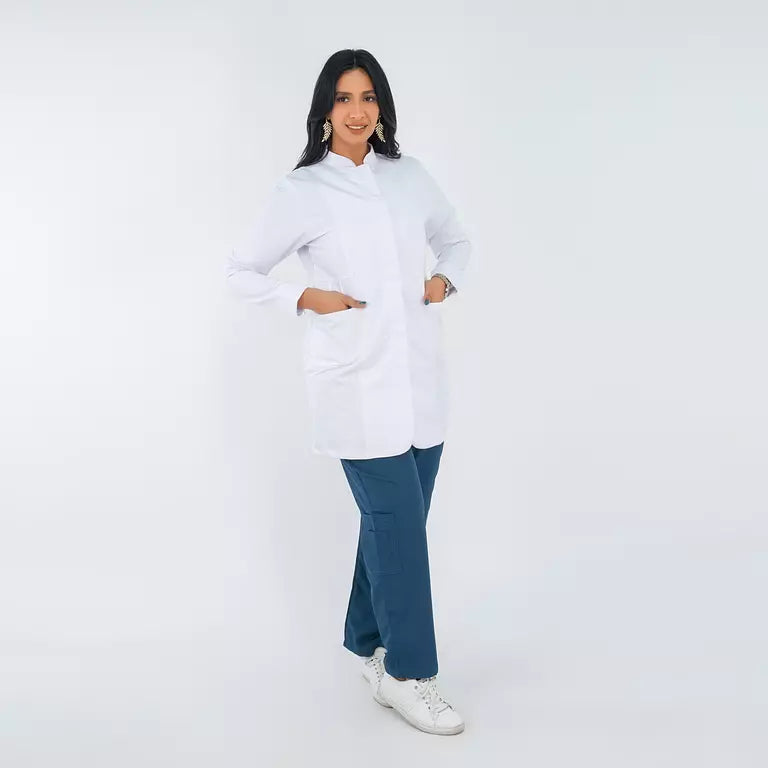 Female Half Collar Lab Coat (Long)