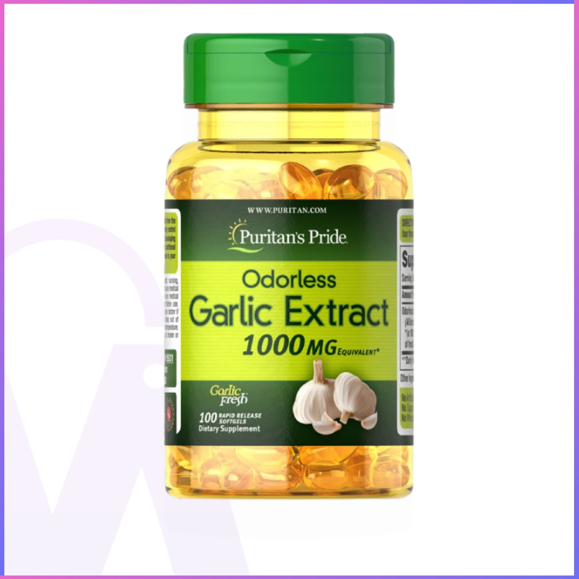 Puritan’s Pride Odorless Garlic Extract – 1000mg | 100 Softgels