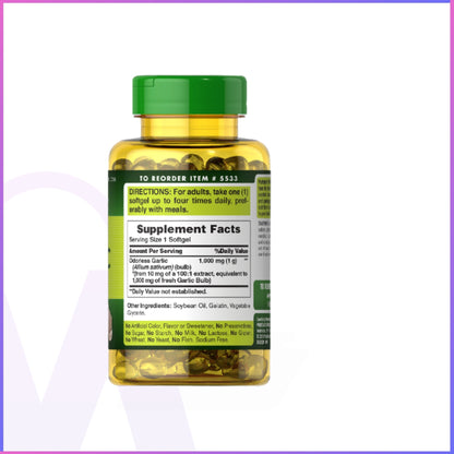 Puritan’s Pride Odorless Garlic Extract – 1000mg | 100 Softgels