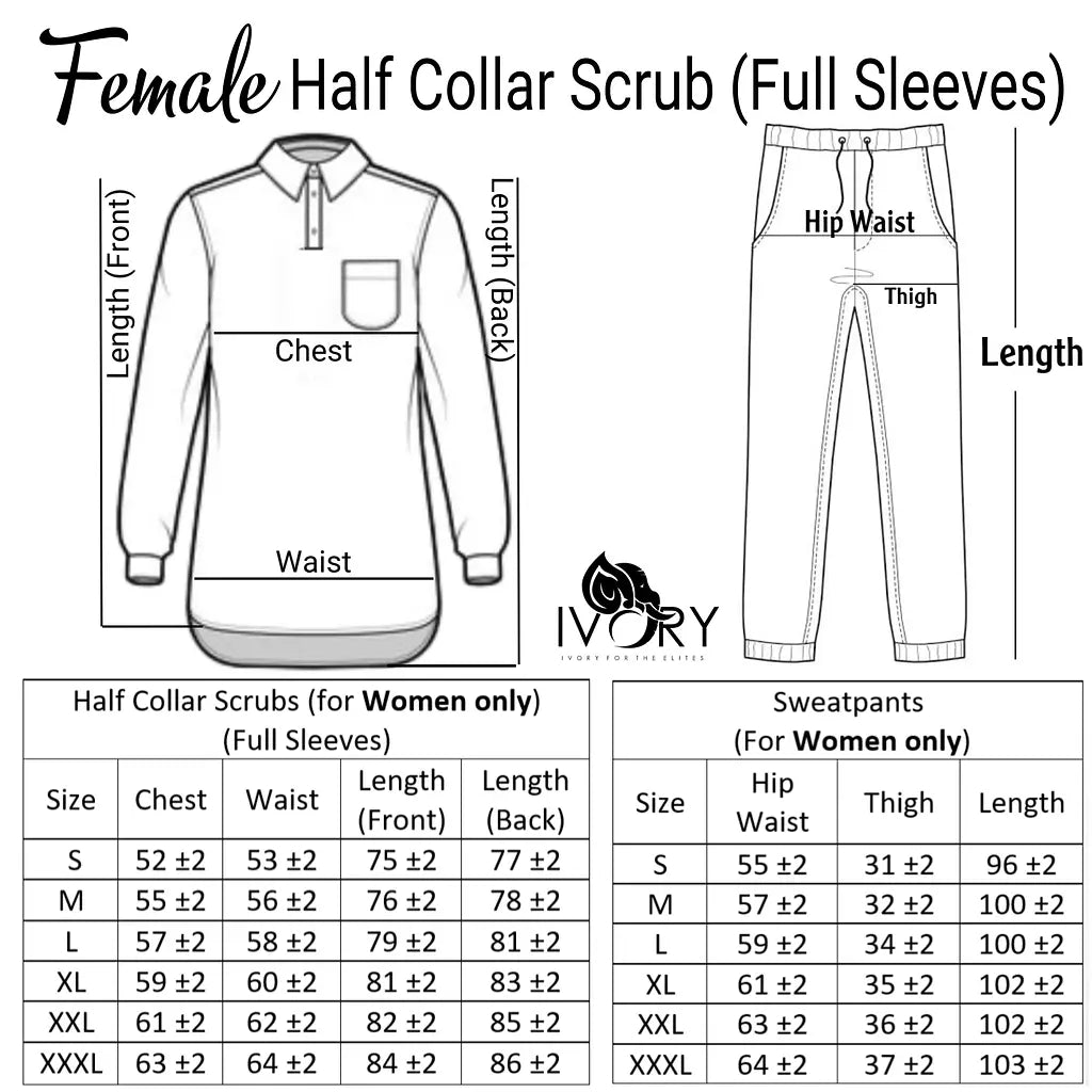 Female Half Collar Scrub (Full Sleeves)