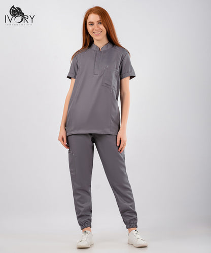 Half Collar Women's Scrub - Short Sleeve