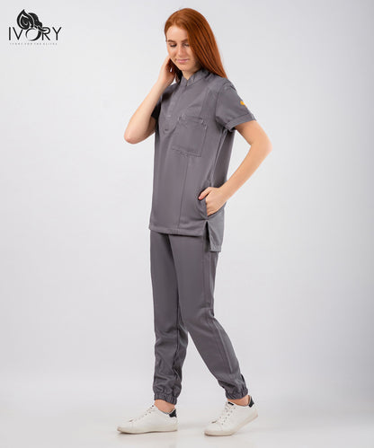 Half Collar Women's Scrub - Short Sleeve