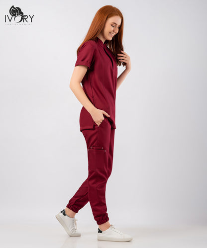 Half Collar Women's Scrub - Short Sleeve