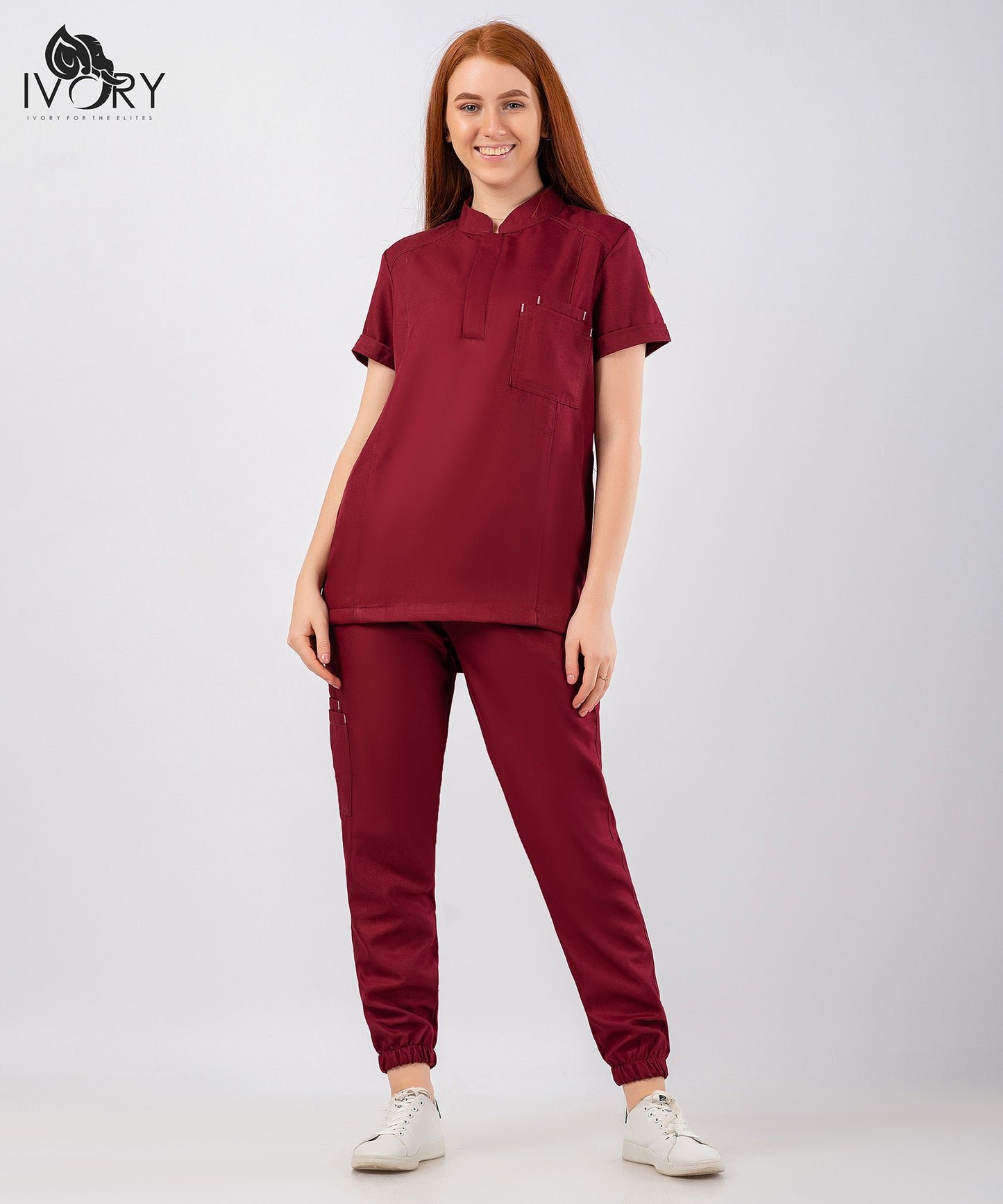 Half Collar Women's Scrub - Short Sleeve