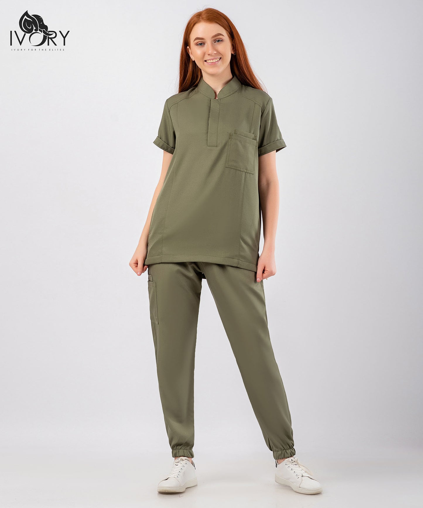 Half Collar Women's Scrub - Short Sleeve