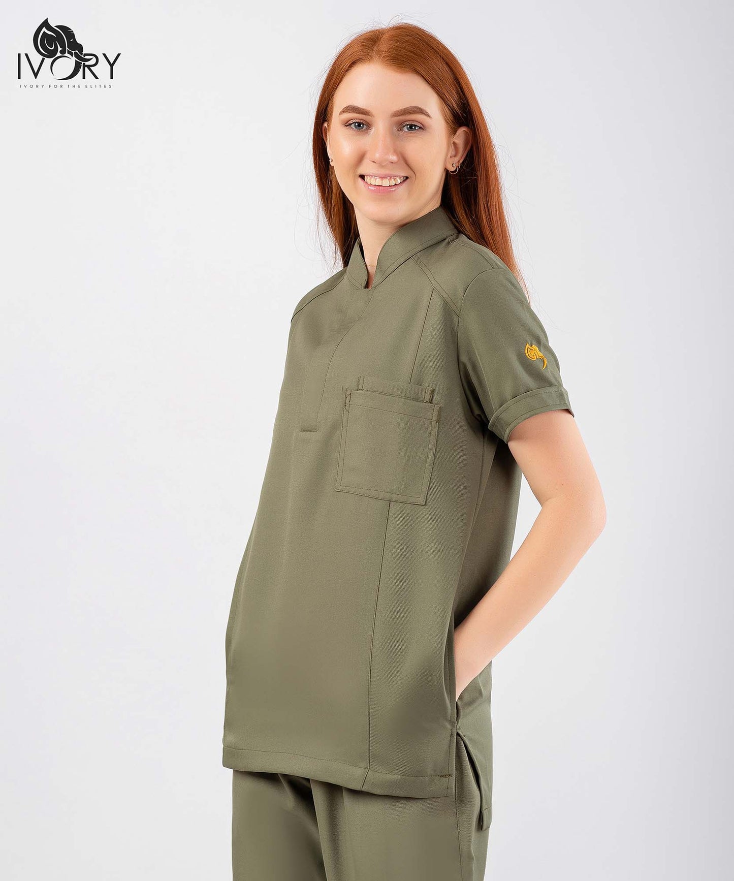 Half Collar Women's Scrub - Short Sleeve