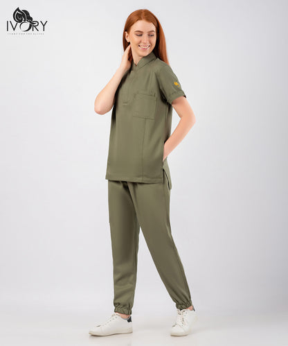 Half Collar Women's Scrub - Short Sleeve