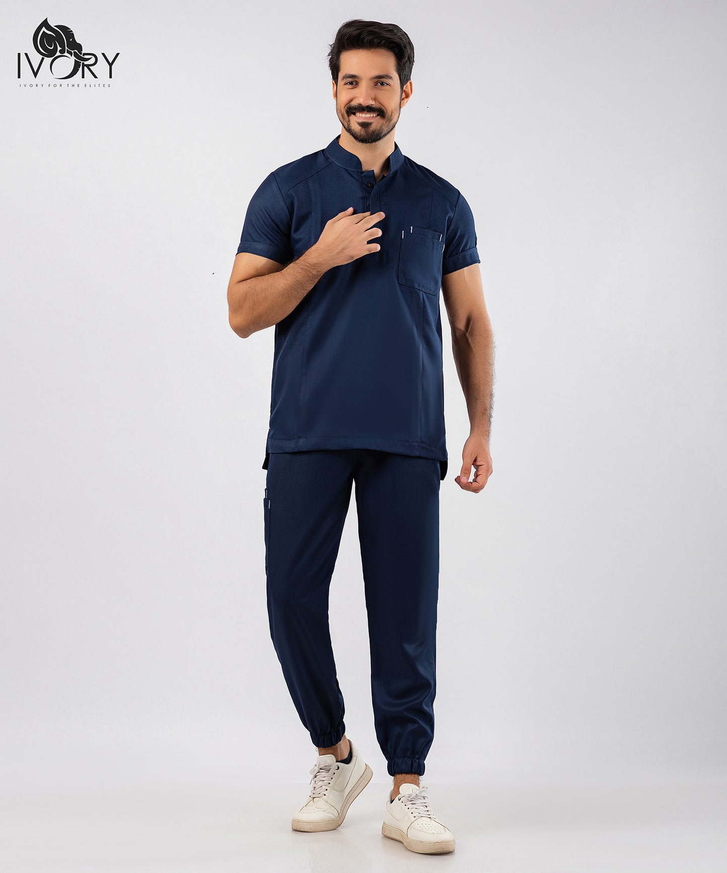 Half Collar Men's Scrub - Short Sleeve