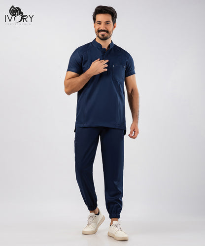 Half Collar Men's Scrub - Short Sleeve