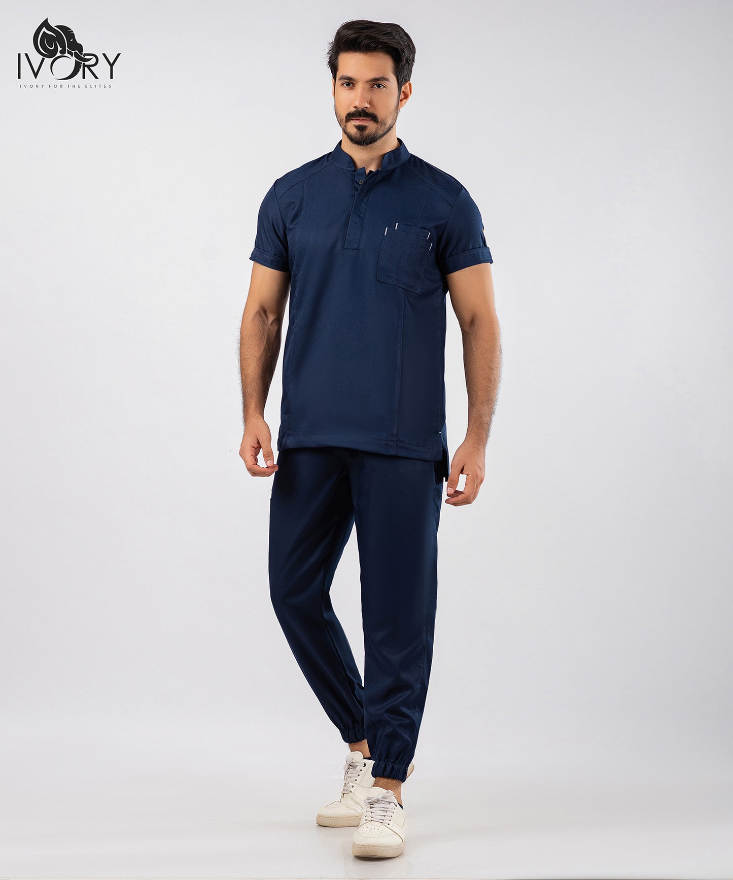 Half Collar Men's Scrub - Short Sleeve