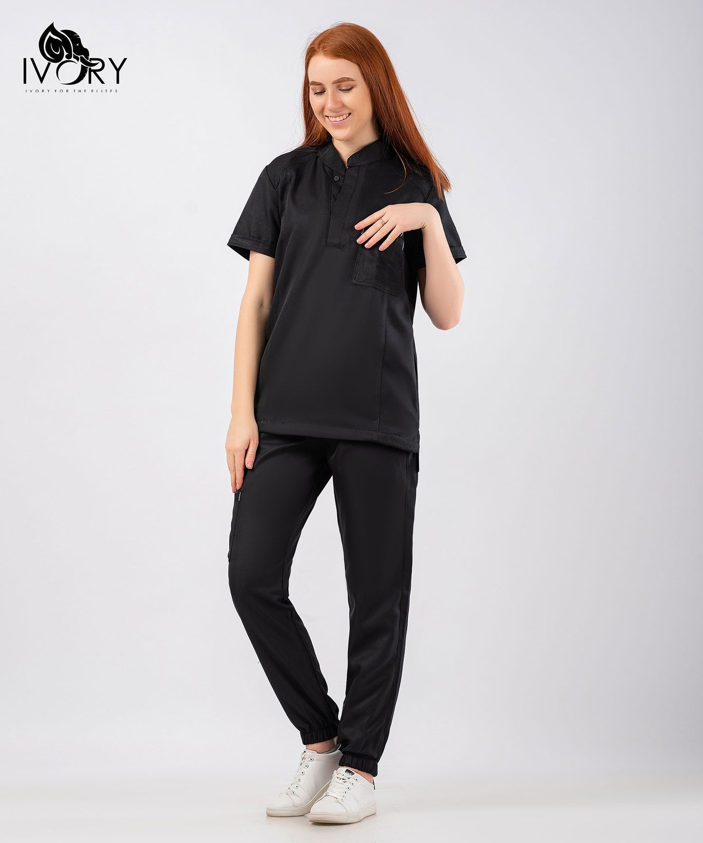 Half Collar Women's Scrub - Short Sleeve