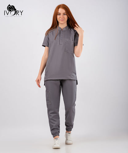 Half Collar Women's Scrub - Short Sleeve