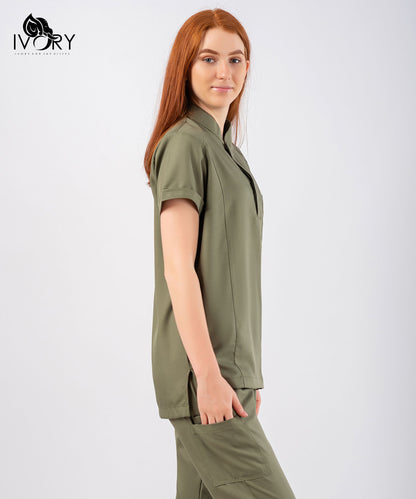 Half Collar Women's Scrub - Short Sleeve