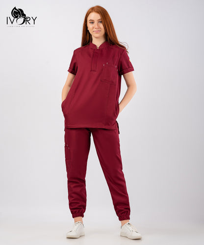 Half Collar Women's Scrub - Short Sleeve