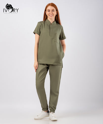 Half Collar Women's Scrub - Short Sleeve