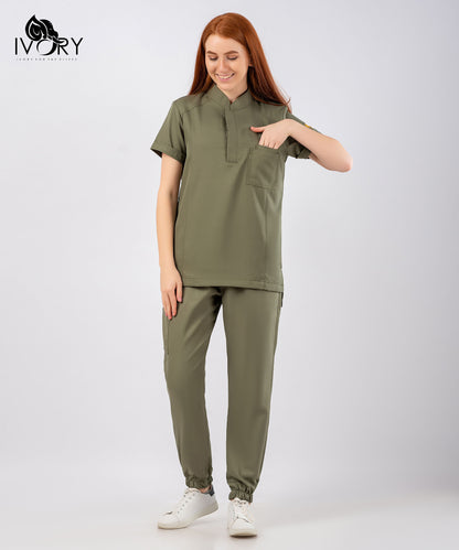 Half Collar Women's Scrub - Short Sleeve