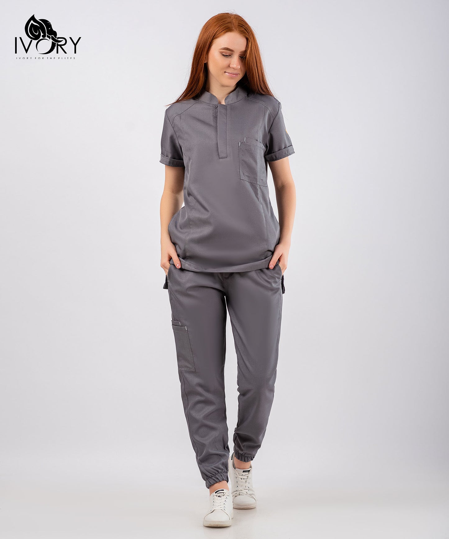 Half Collar Women's Scrub - Short Sleeve