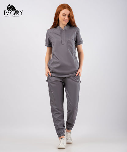 Half Collar Women's Scrub - Short Sleeve