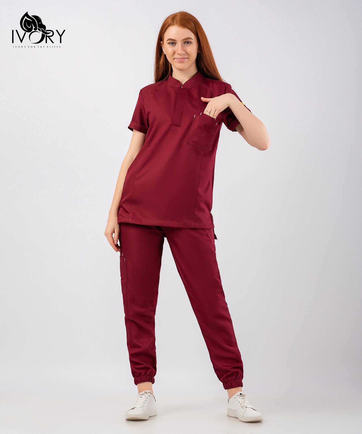 Half Collar Women's Scrub - Short Sleeve