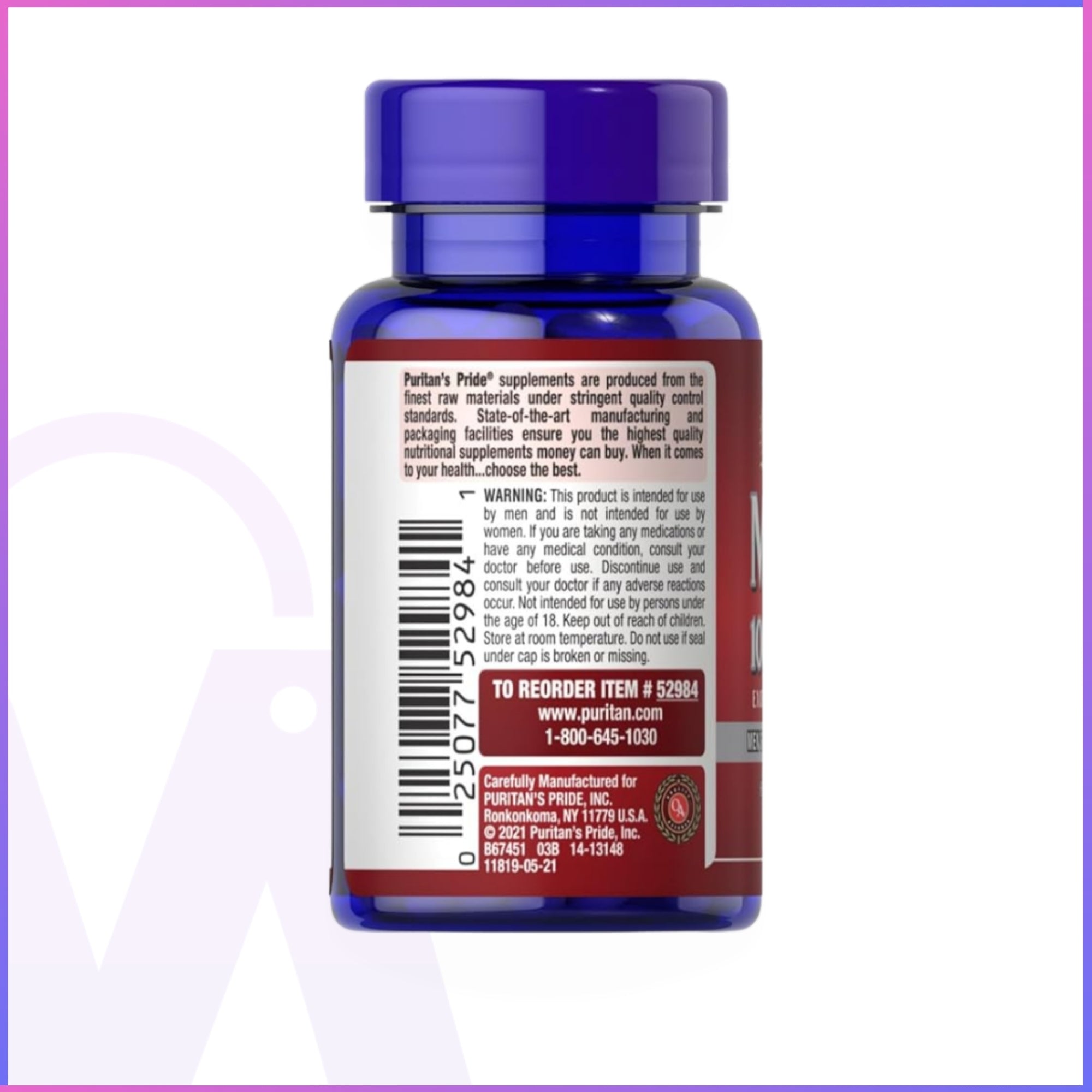 Puritan’s Pride Maca 1000mg – Herbal Supplement for Men | 60 Capsules