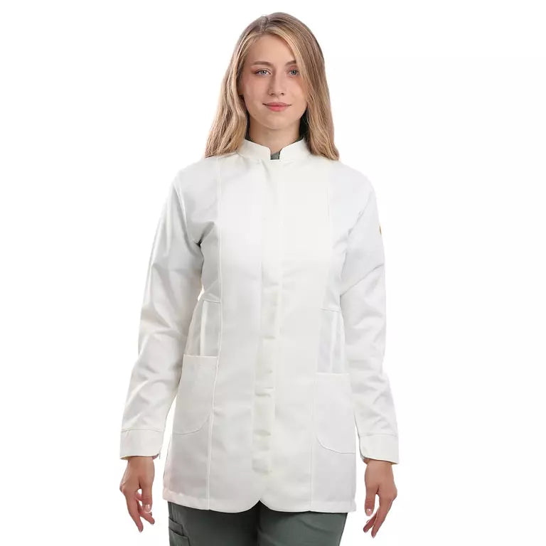 Female Half Collar Lab Coat (Long)