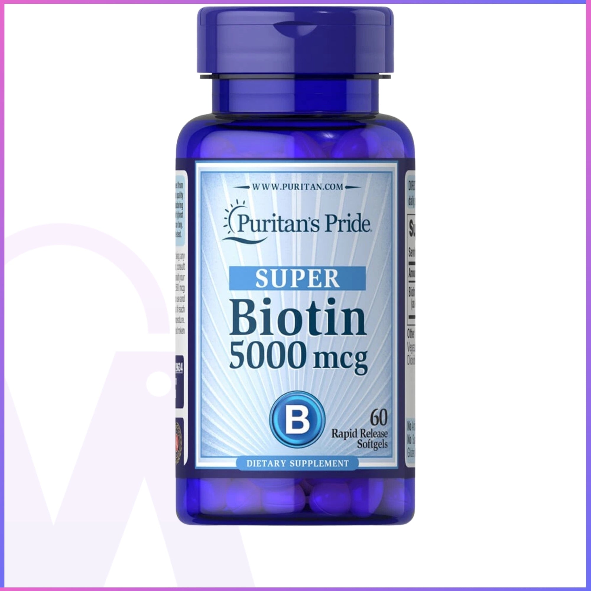 Puritan’s Pride Super Biotin 5000 mcg – Hair, Skin & Nails Support (60 Capsules)