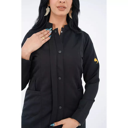 Female Half Collar Lab Coat (Long)