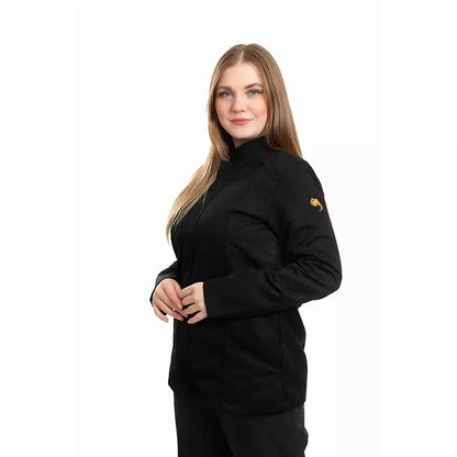 Half Collar Lab Coat with Zipper - Women