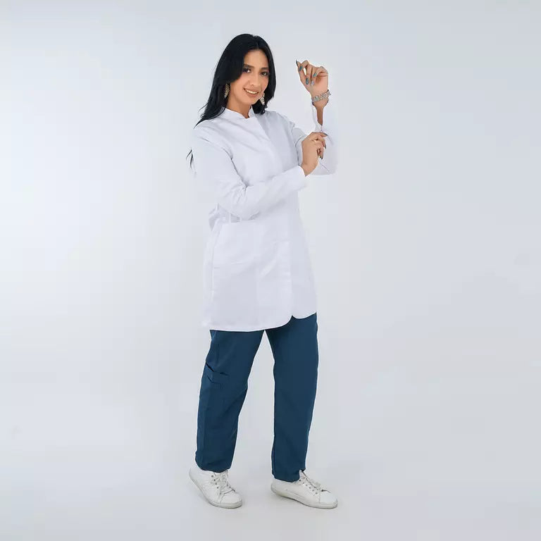 Female Half Collar Lab Coat (Long)