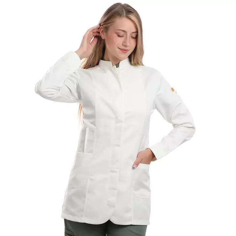 Female Half Collar Lab Coat (Long)